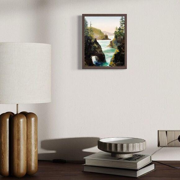 Original Oil Painting Seascape Oregon Coast Rock Natural Bridges 8x10" Signed - Picture 7 of 7